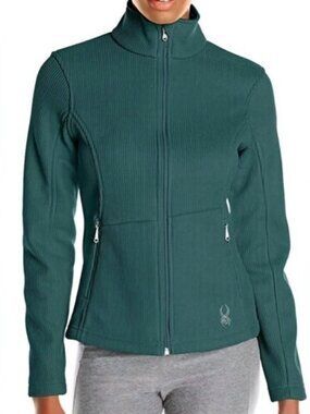Spyder Teal Ribbed Full-Zip Utility Jacket, Sz. M